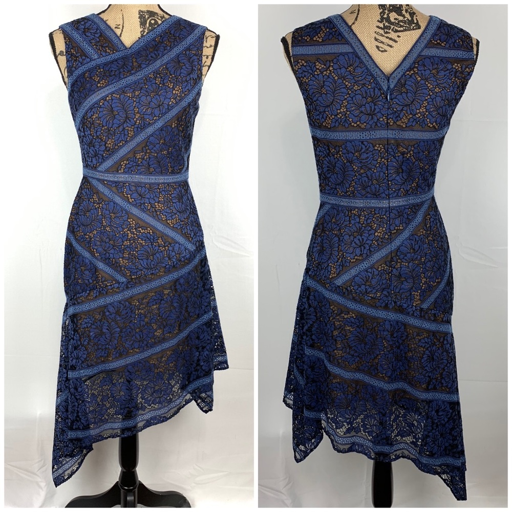 BCBGMaxazria Mary Ann Asymmetrical Lace Sheath - Picture 2 of 8